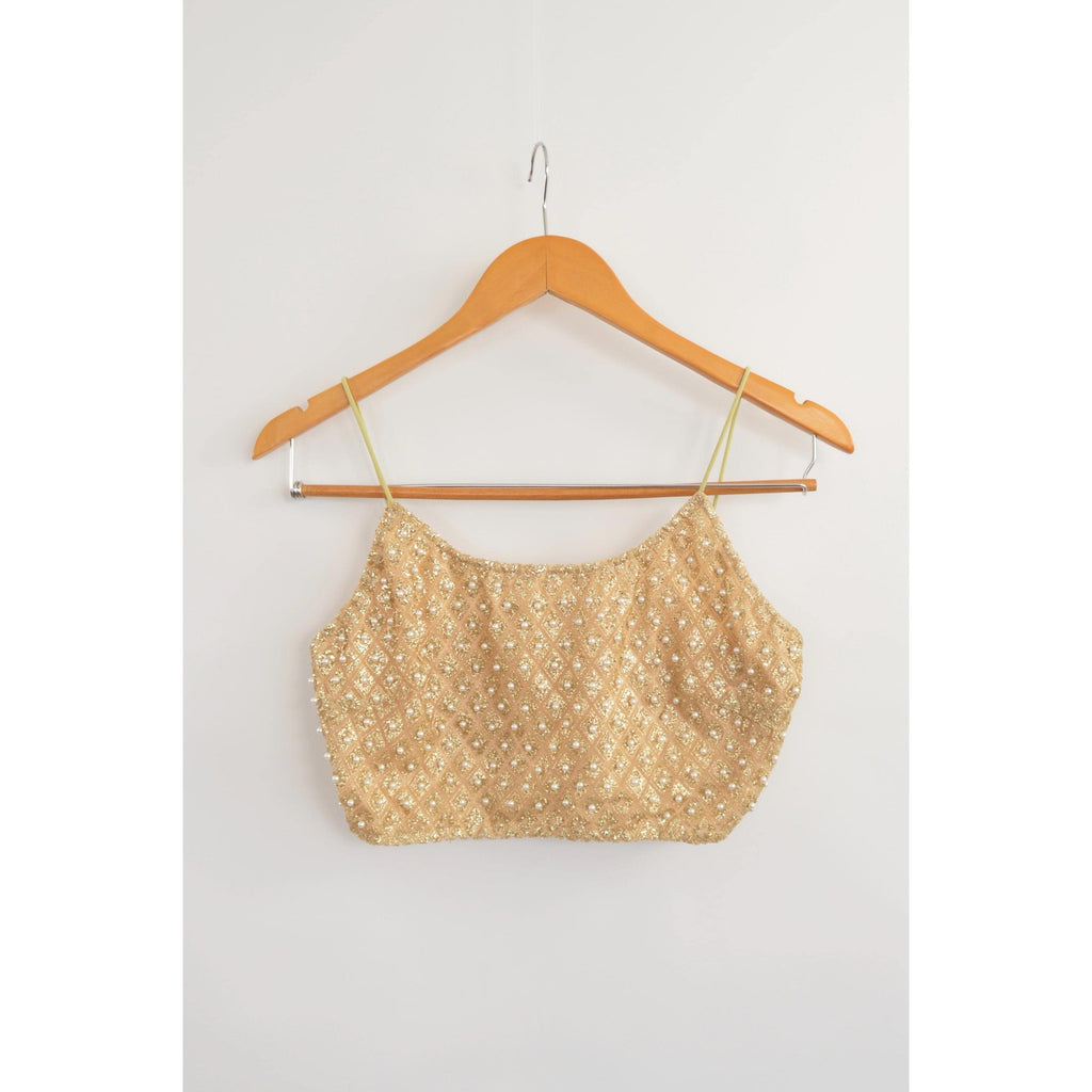gold pearl and glitter vintage crop top