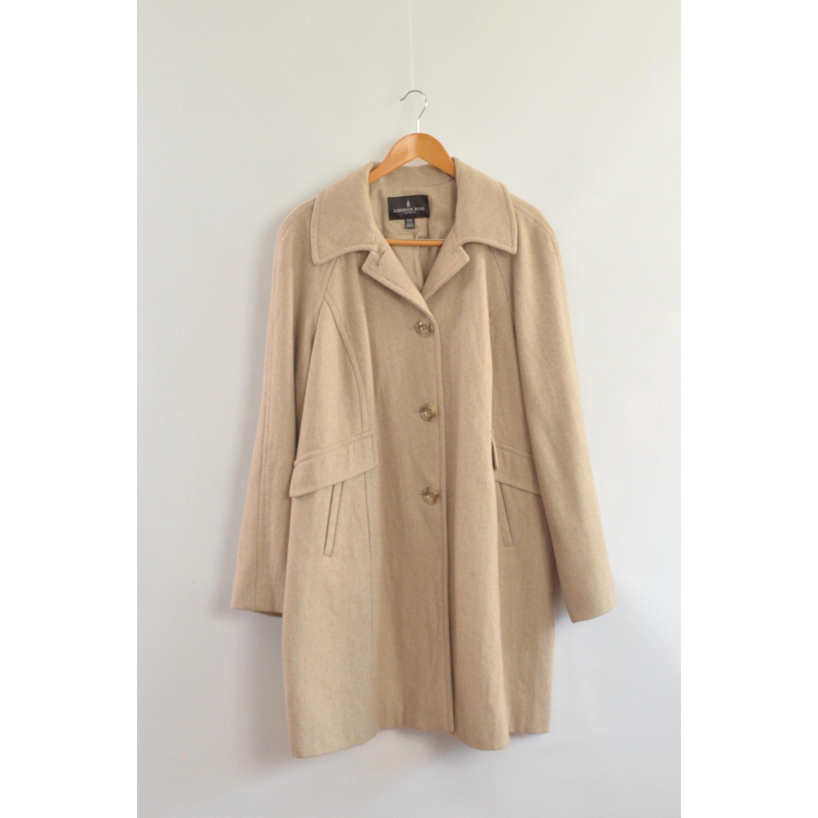 perfect mid length light beige vintage london fog wool overcoat