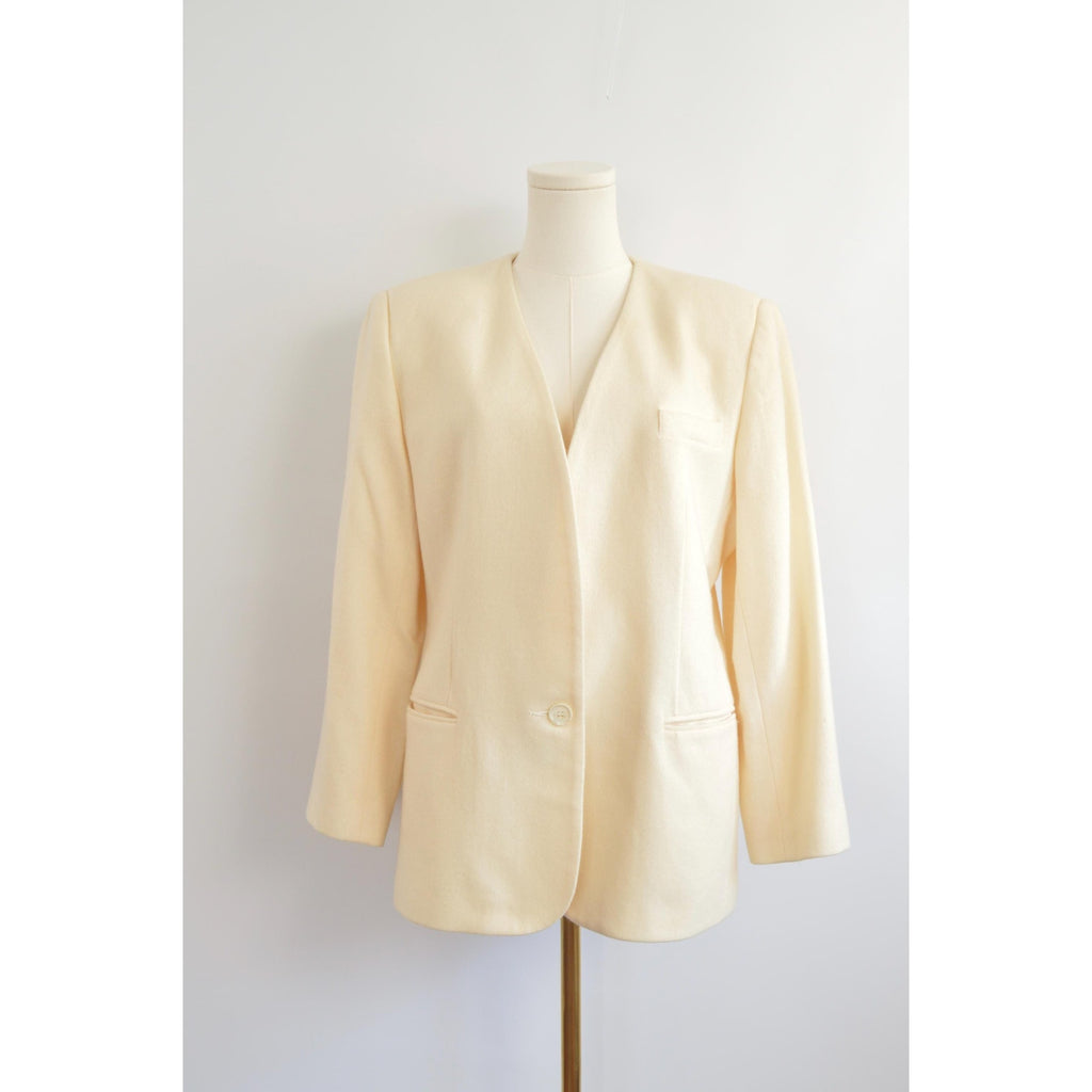 pure wool cream single button blazer