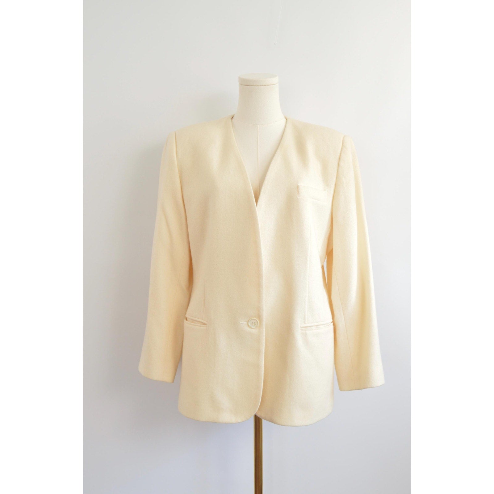 pure wool cream single button blazer