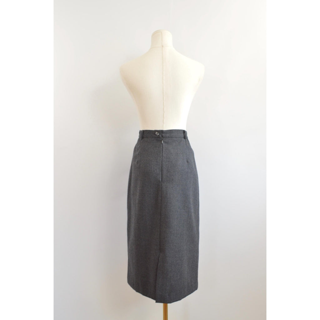 size 12 charcoal gray knee length wool tulip skirt