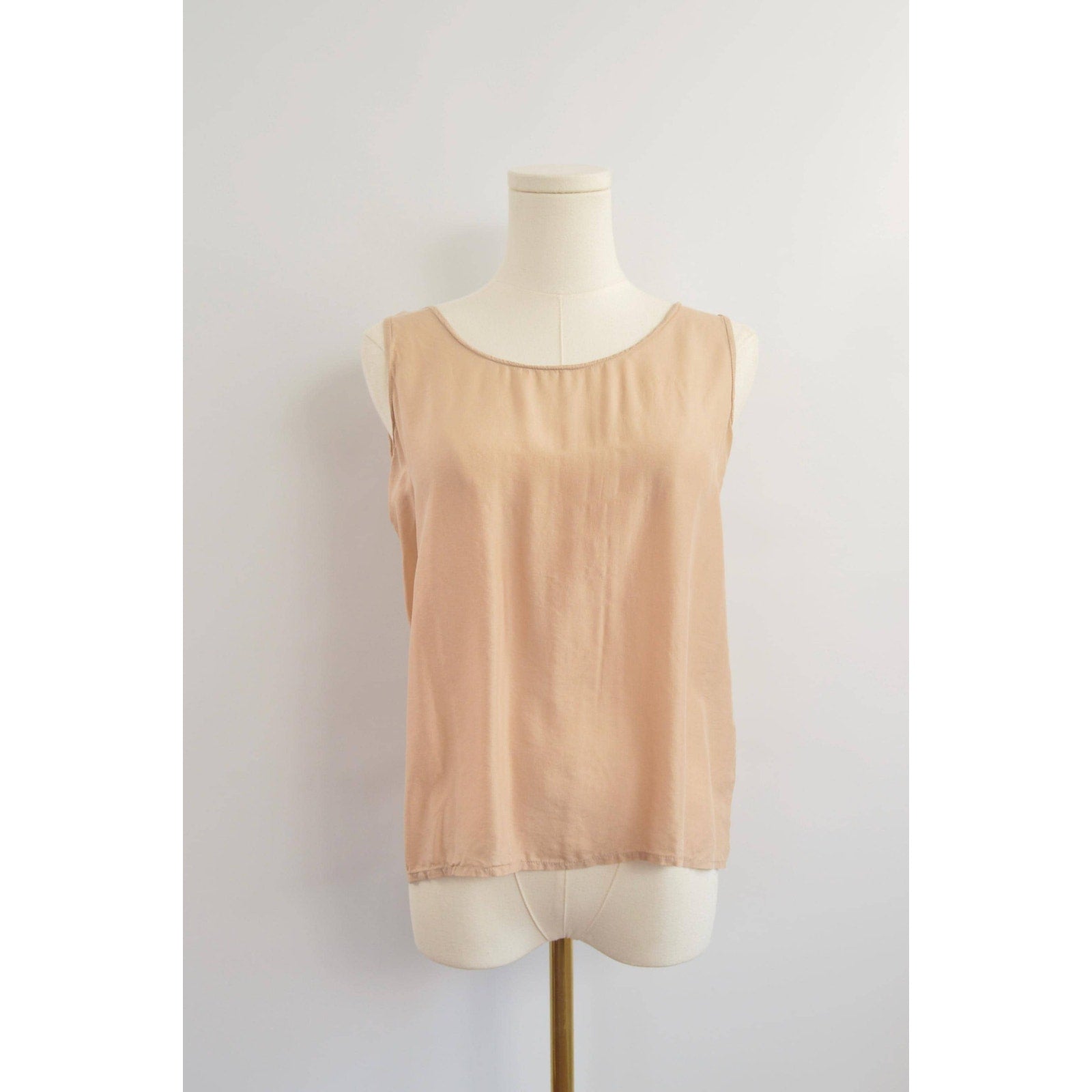 dusty rose simple wide strap pure silk tank