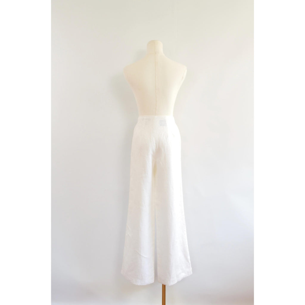 fully lined white irish linen cropped embroidered pants