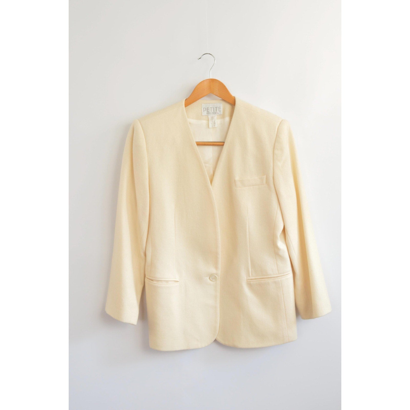 pure wool cream single button blazer