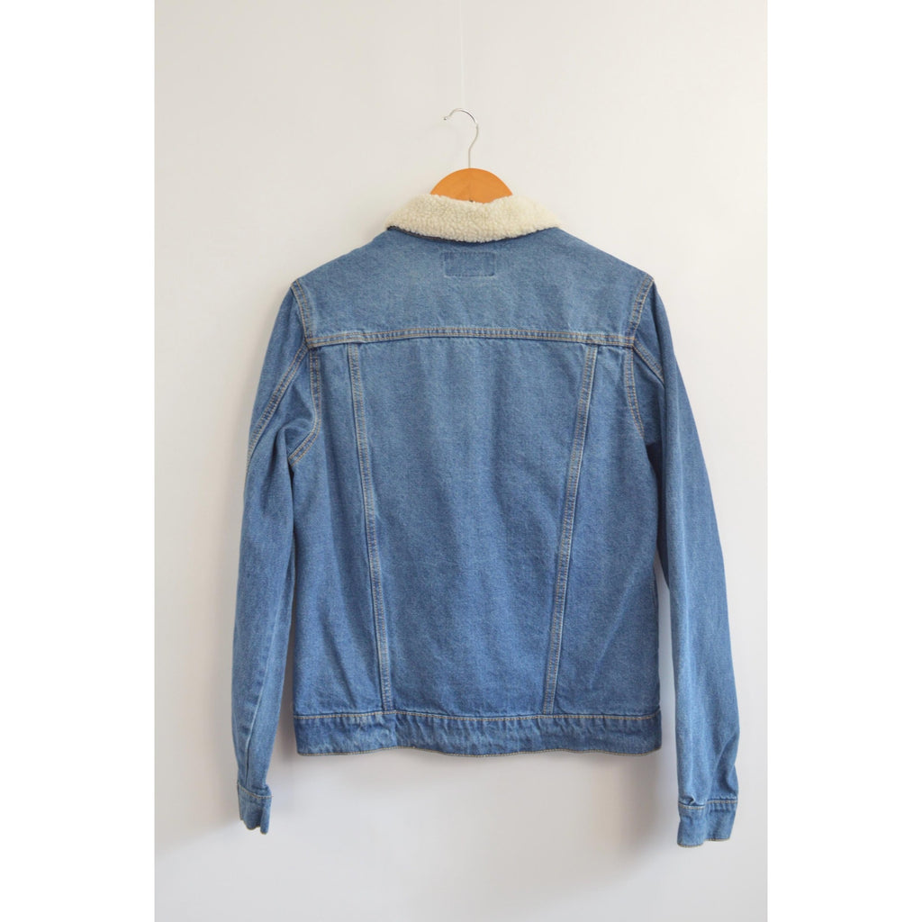 shearling collar cropped arizona jean jacket