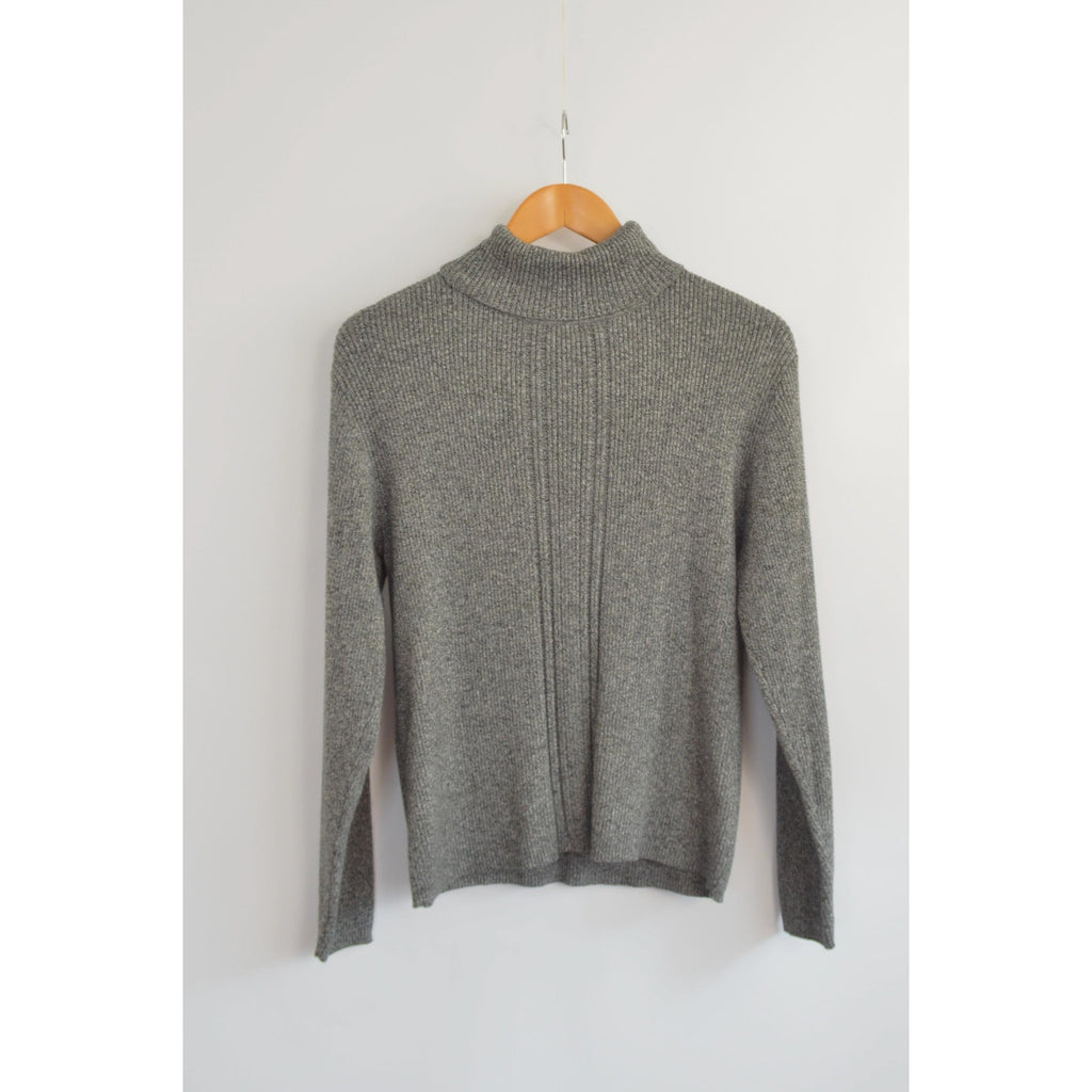 charcoal gray speckled pure cotton vintage liz claiborne sport turtleneck