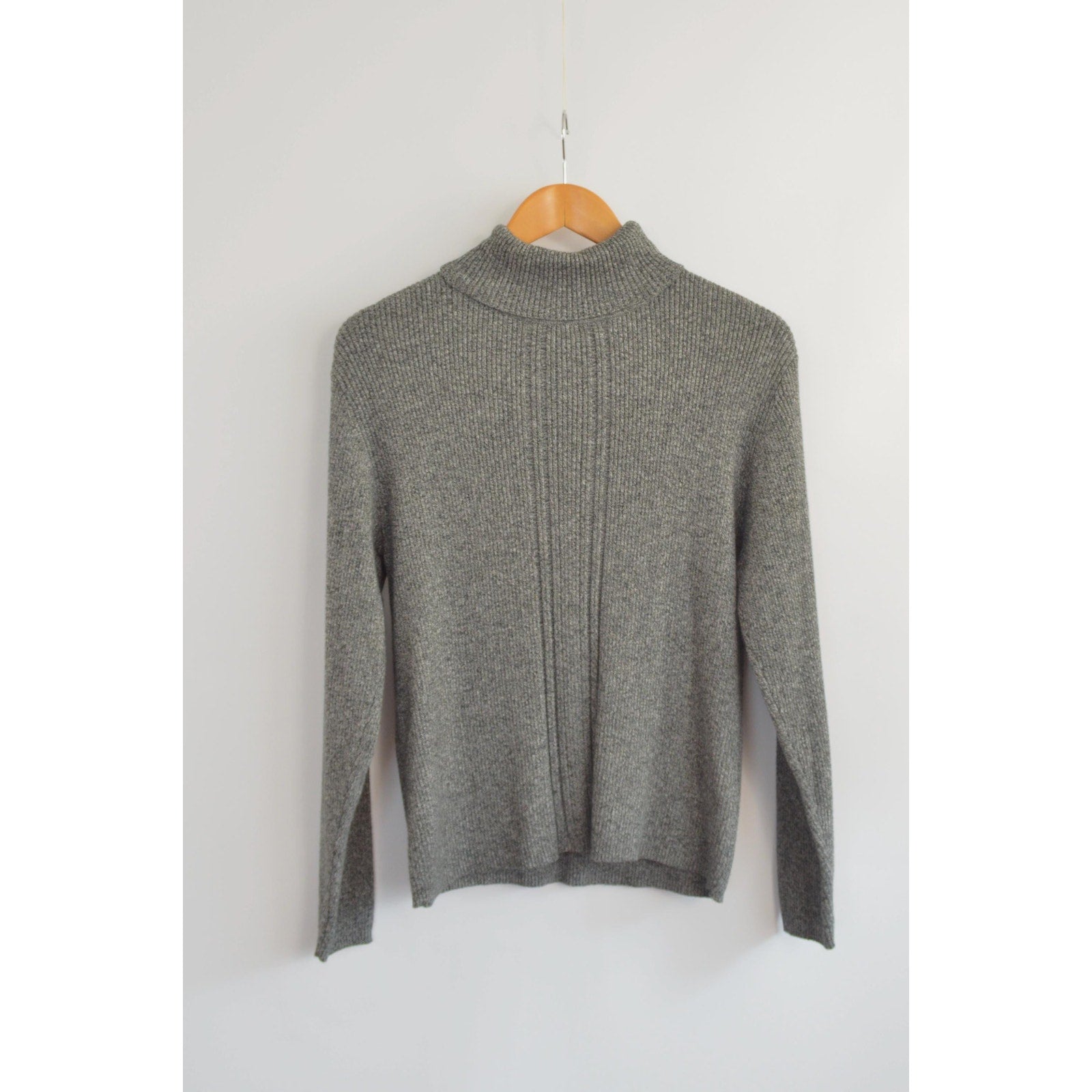 charcoal gray speckled pure cotton vintage liz claiborne sport turtleneck