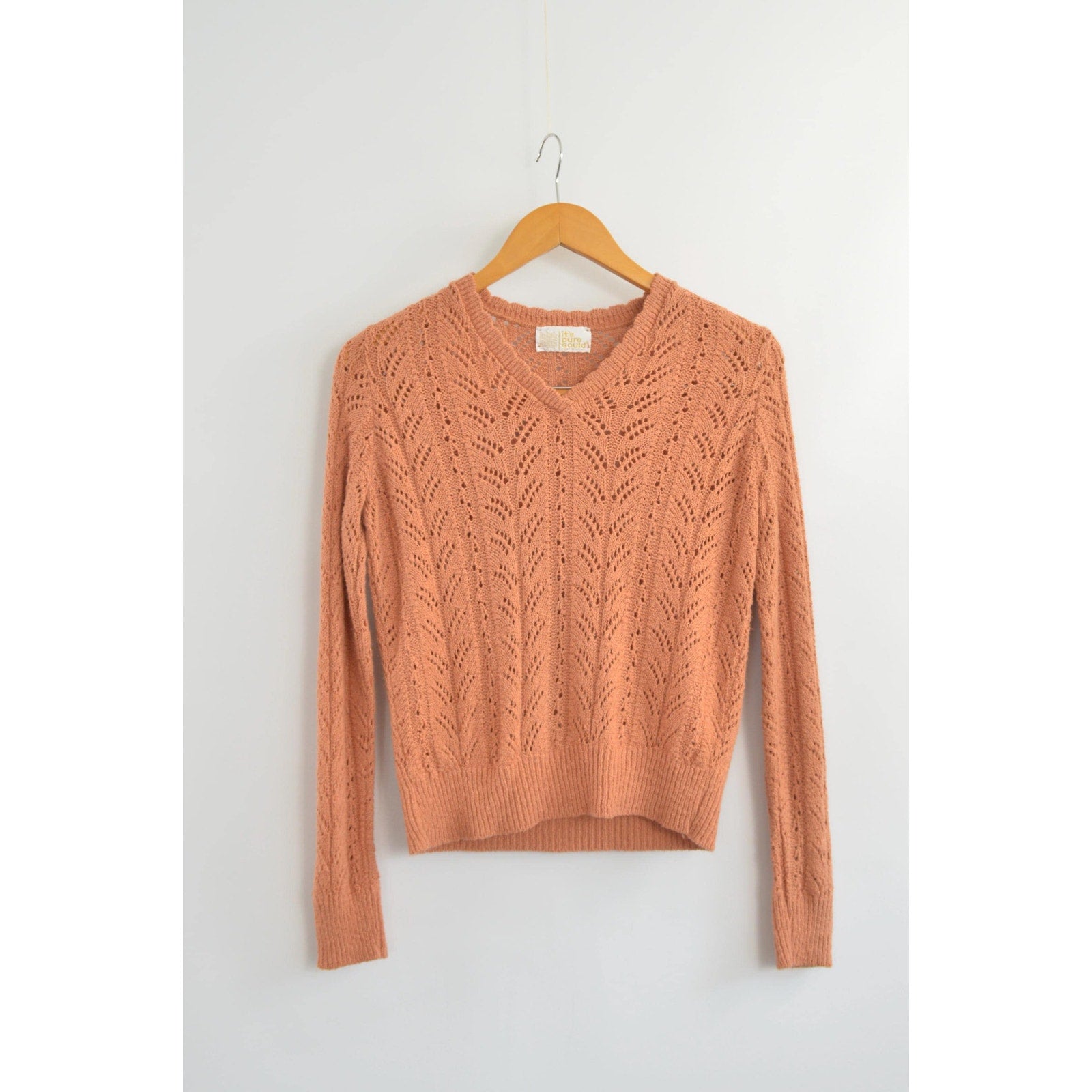 pure gould open knit dusty rose v-neck cropped sweater