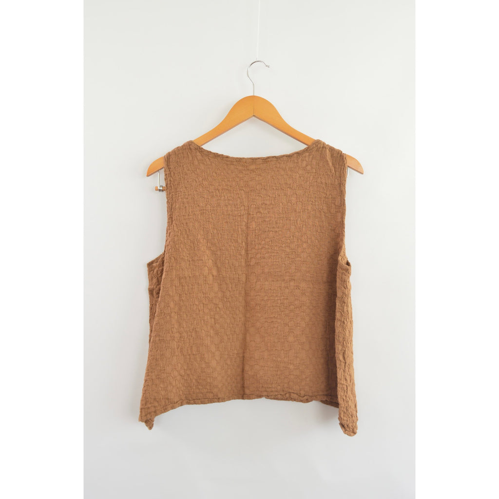 brown textured linen flax tank
