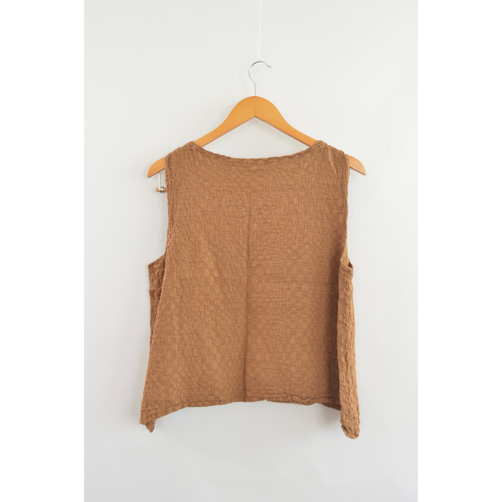 brown textured linen flax tank
