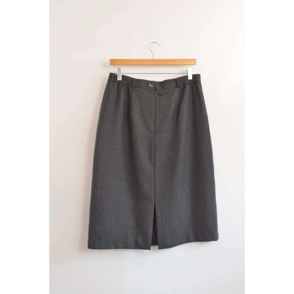 size 12 charcoal gray knee length wool tulip skirt