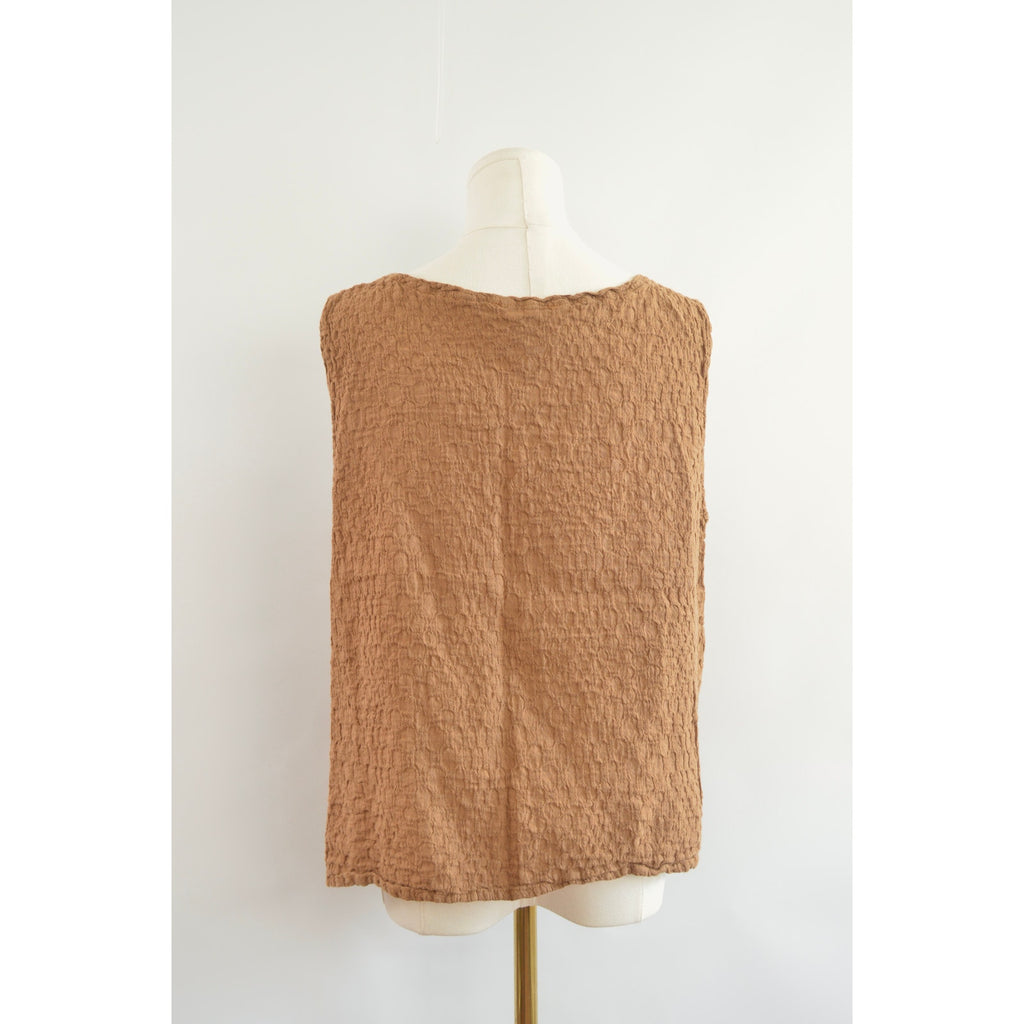brown textured linen flax tank