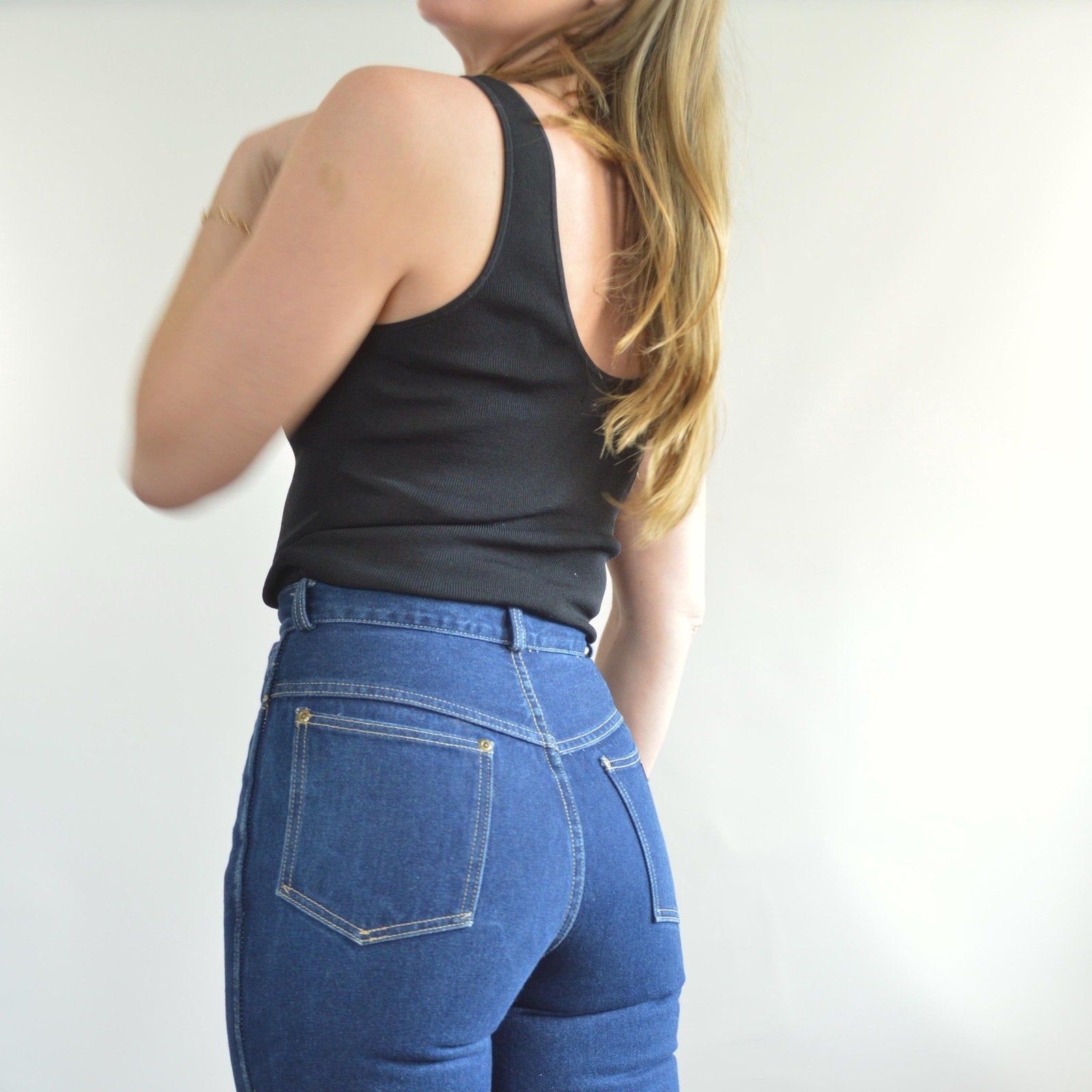 27 x 32.5 high rise dark wash straight wide leg vintage anne klein denim