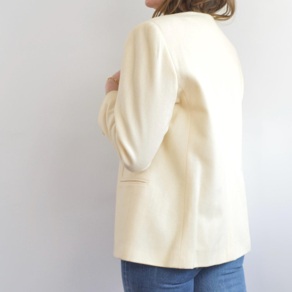 pure wool cream single button blazer