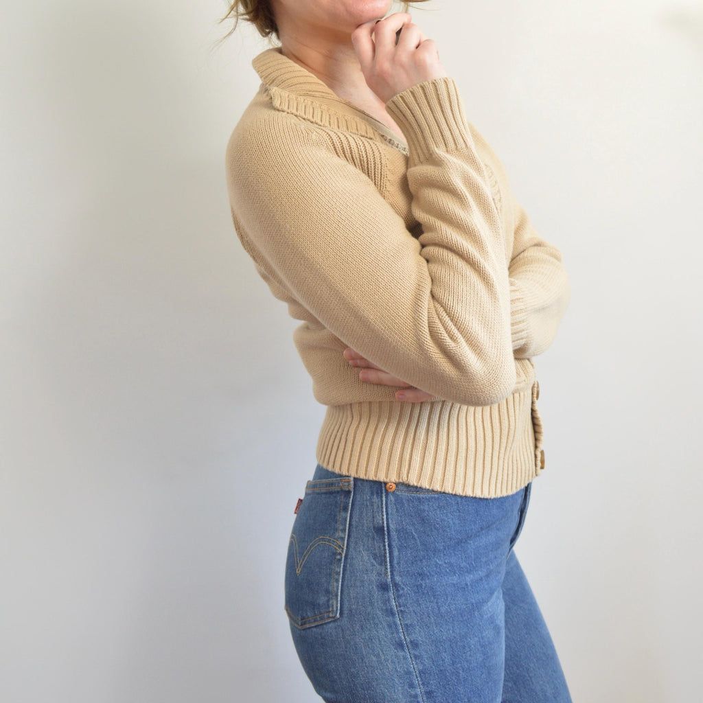 dark beige zip up calvin klein turtleneck sweater