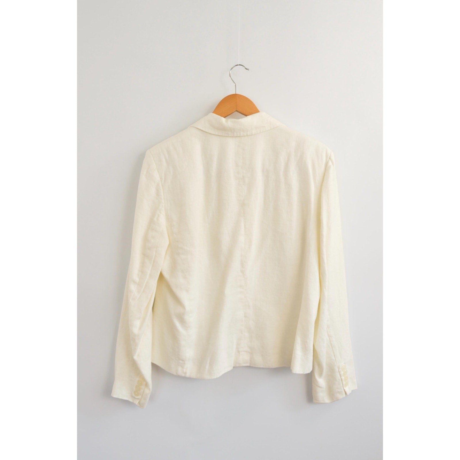 fully lined ivory cropped linen vintage chaps blazer