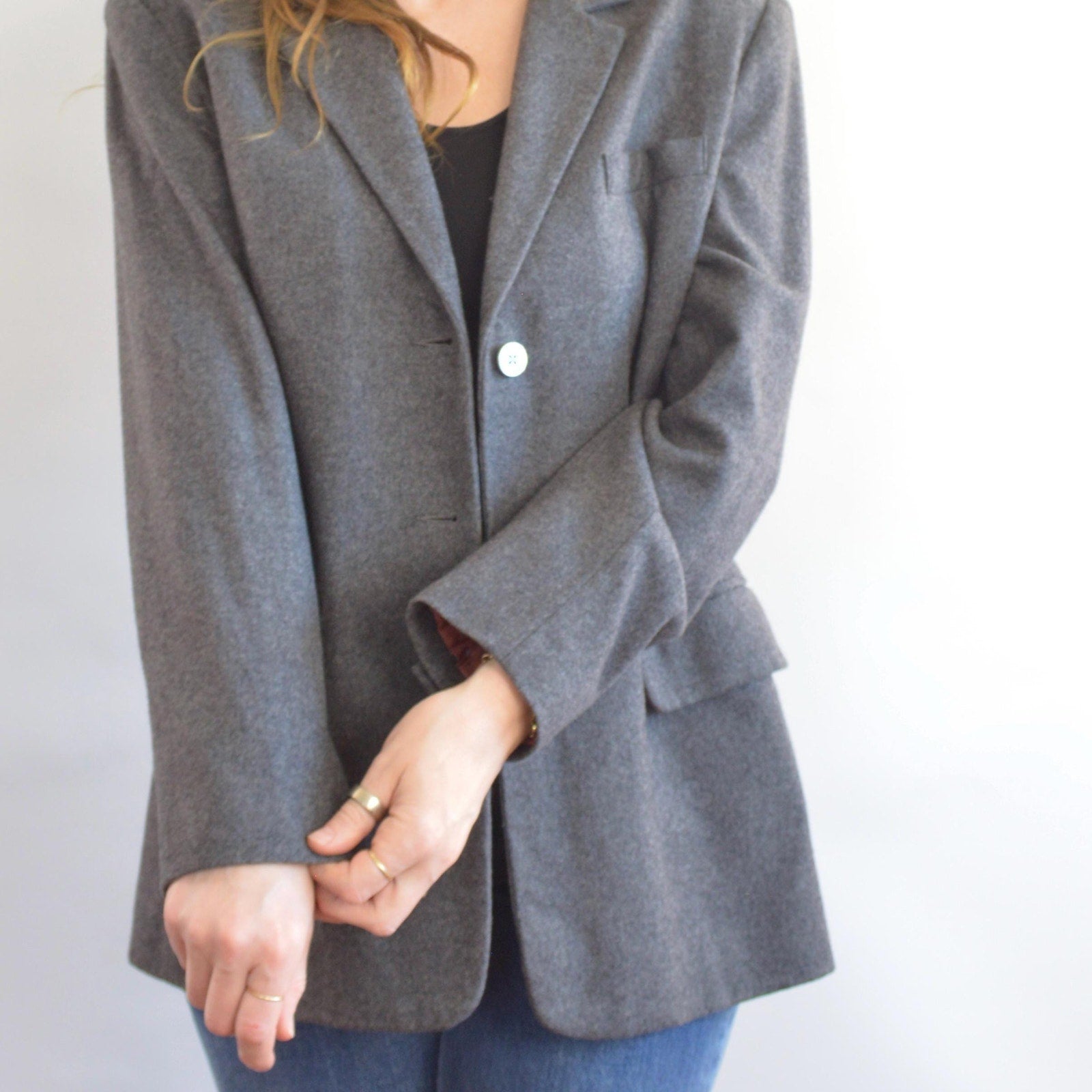 oversized wool blend vintage charcoal gray gap blazer