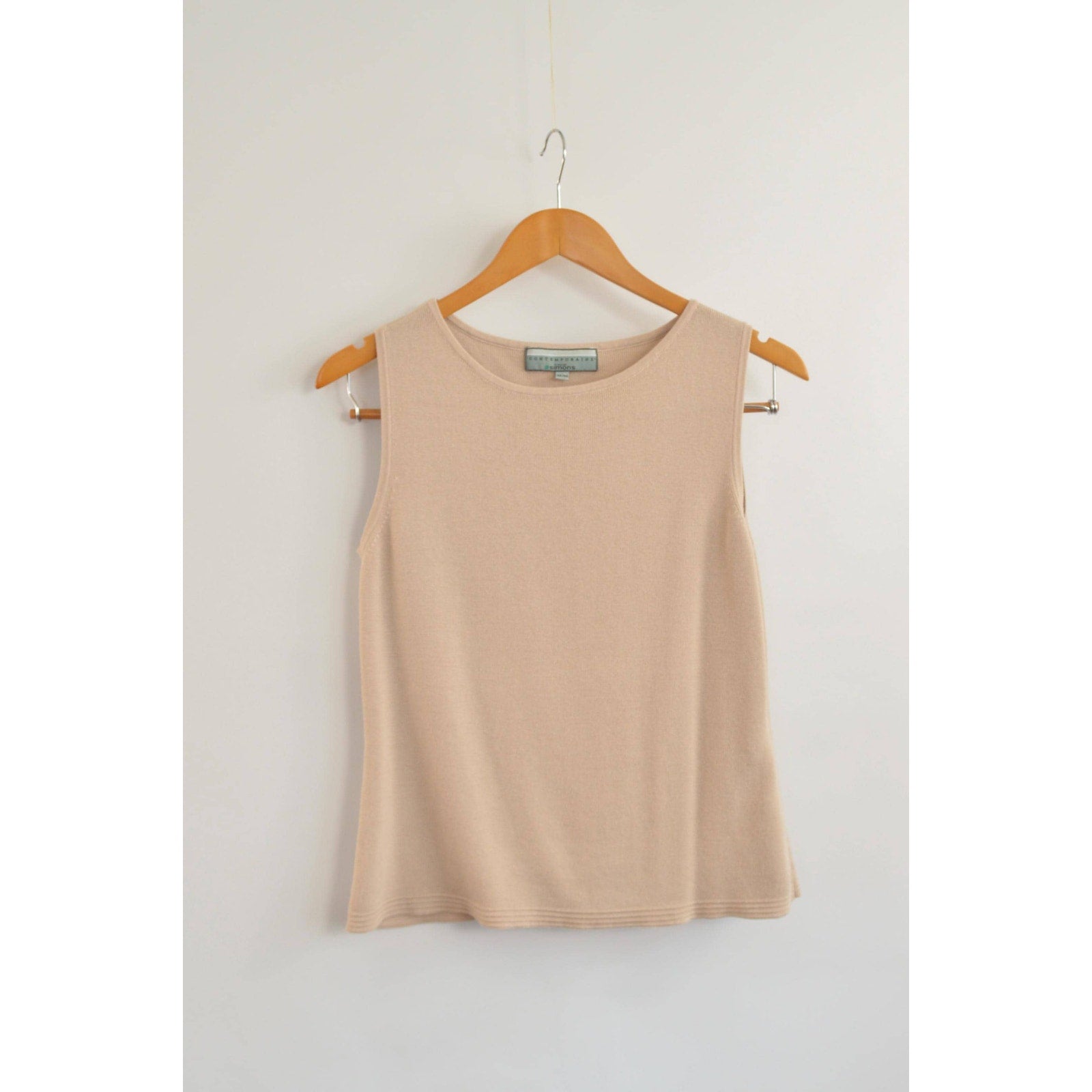 taupe beige cotton blend knit sweater tank