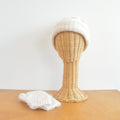 light beige vintage cashmere and alpaca hat and mitten set