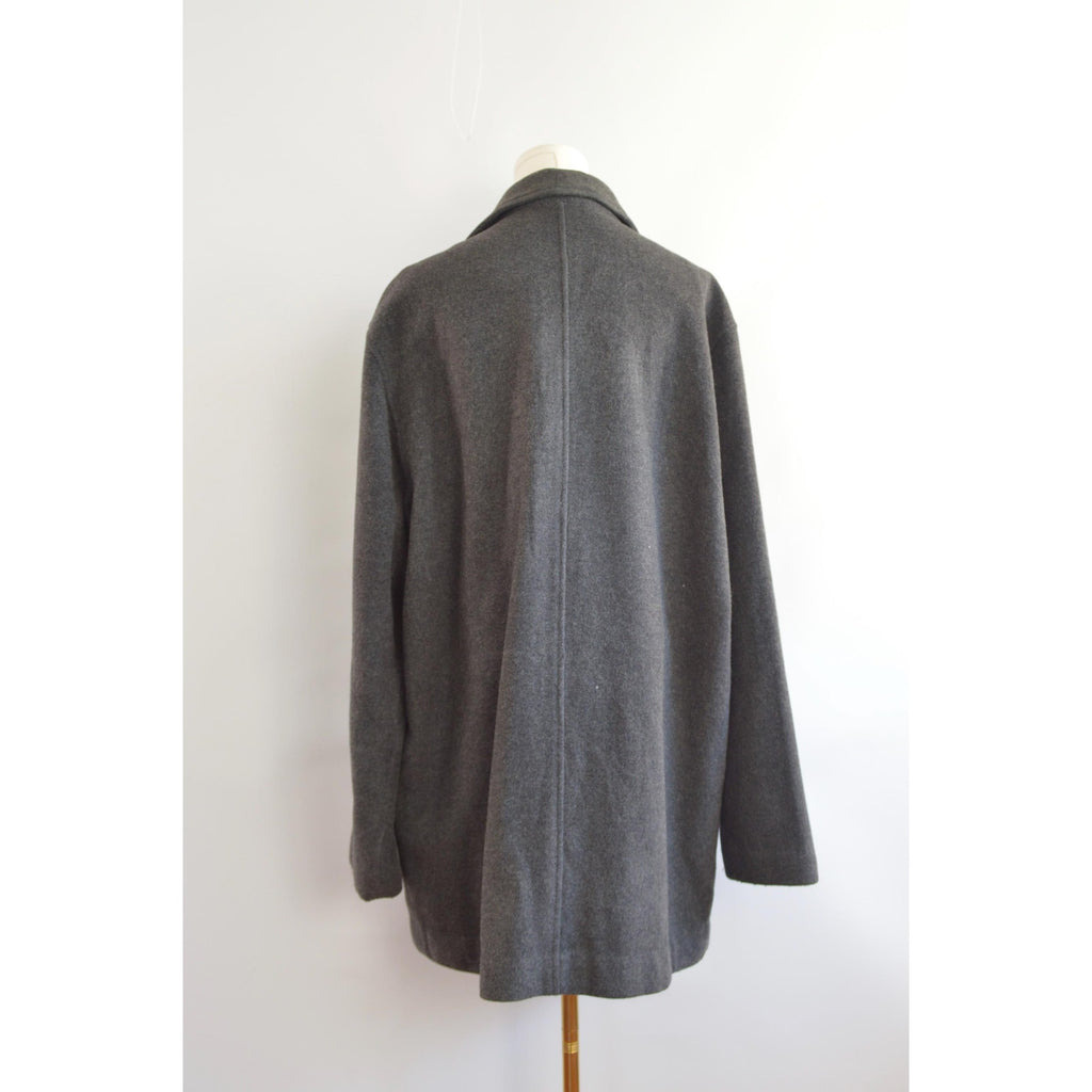charcoal gray wool and cashmere blend mid length winter coat