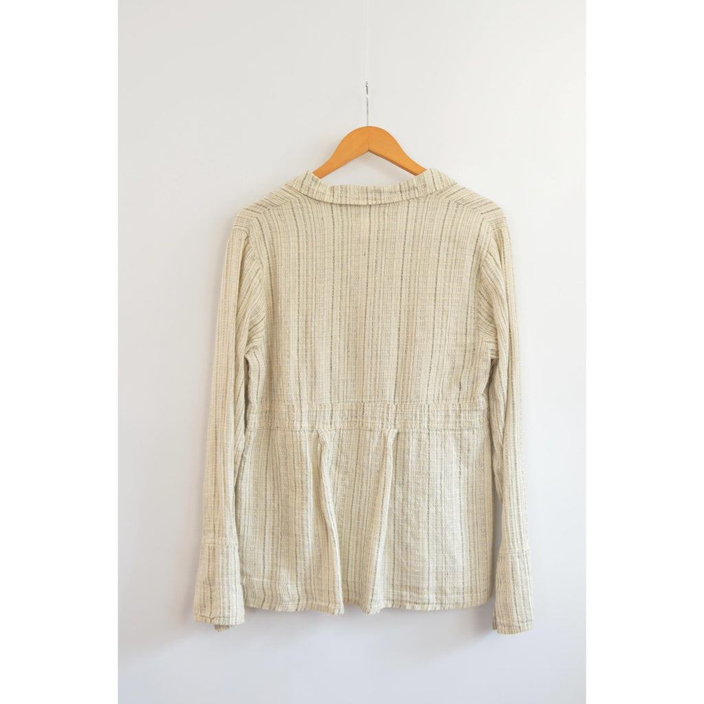 fine strip beige and gray 100% linen FLAX summer jacket
