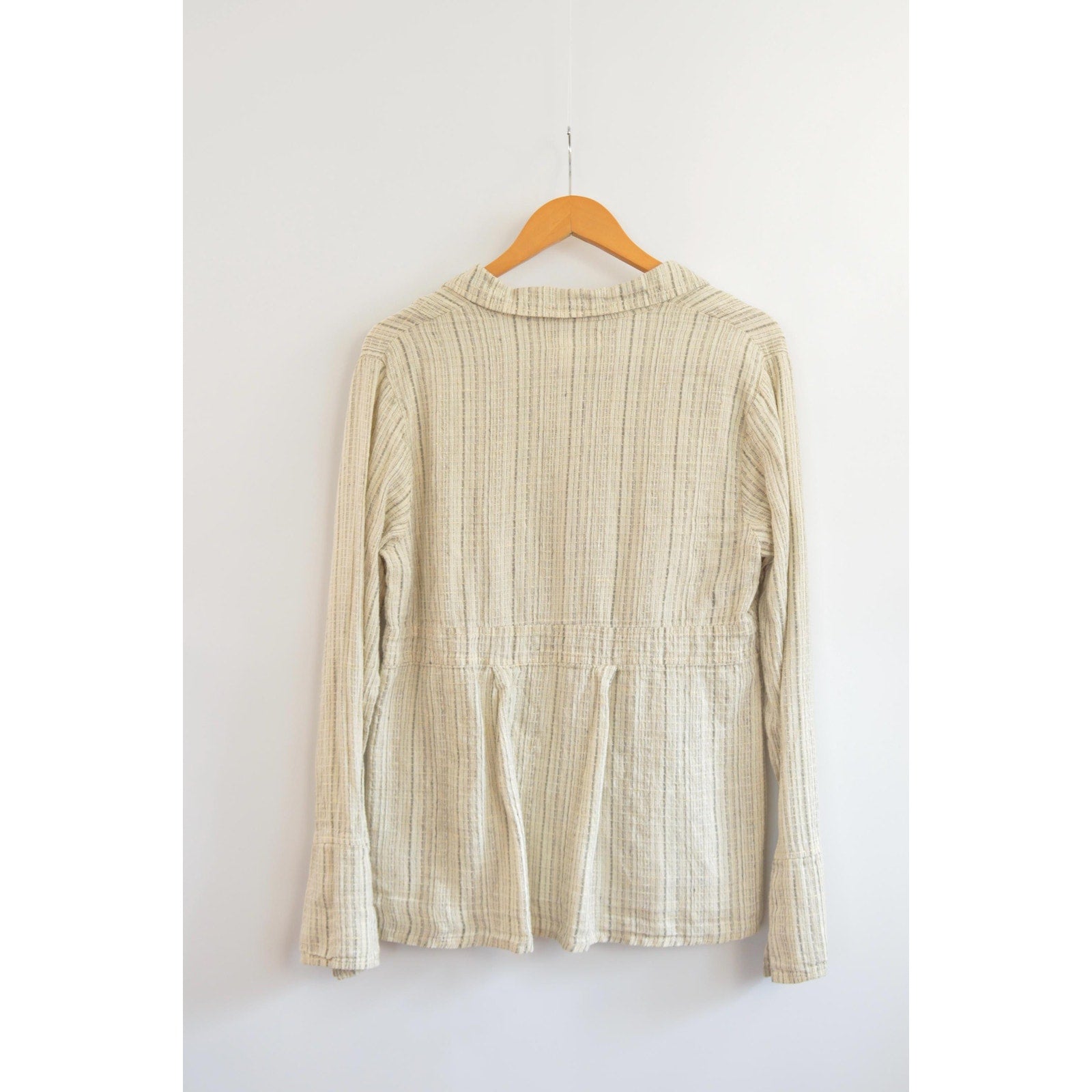 fine strip beige and gray 100% linen FLAX summer jacket