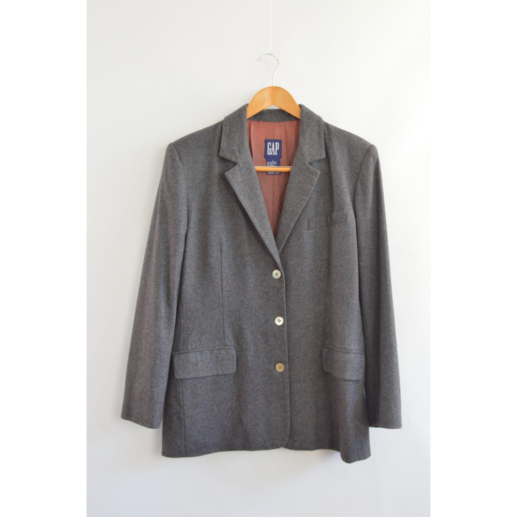 oversized wool blend vintage charcoal gray gap blazer