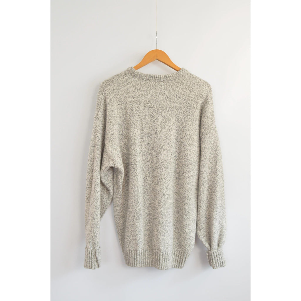 gray marled cotton and wool blend northwoods crew neck