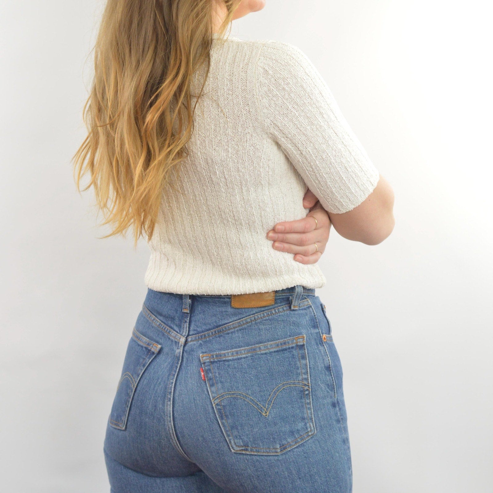 ivory nubby knit sweater tee