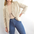 vintage oatmeal beige 100% linen blazer