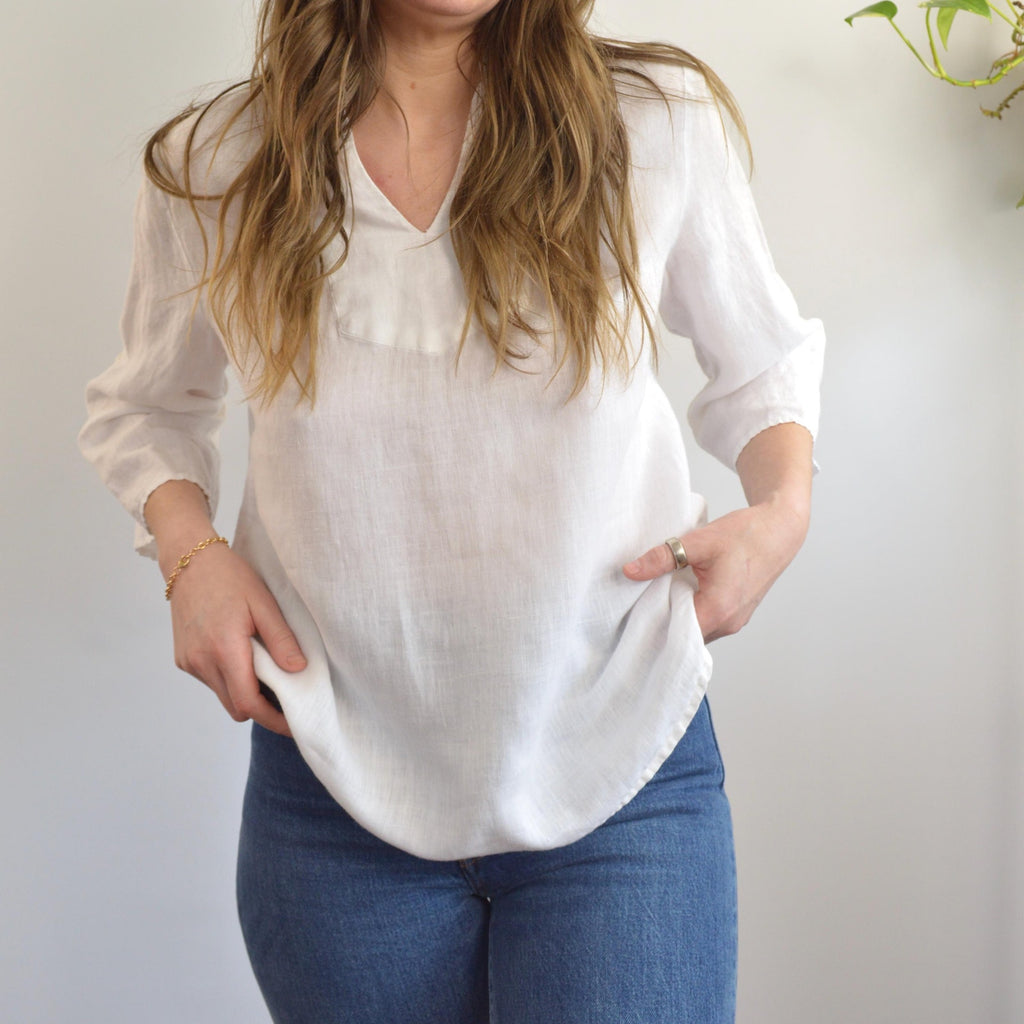 white pure linen vintage cynthia rowley blouse