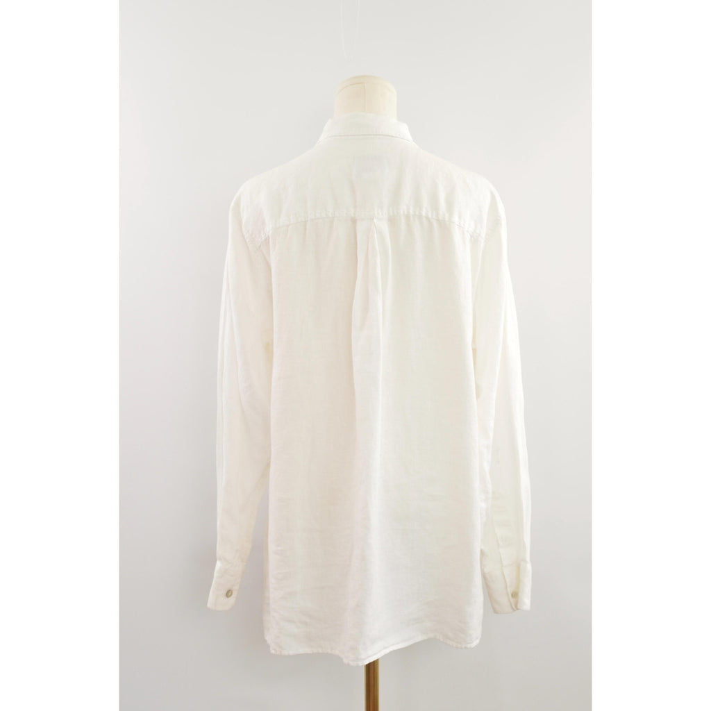 perfect flowy white linen button down top
