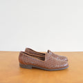 woven cognac leather loafers