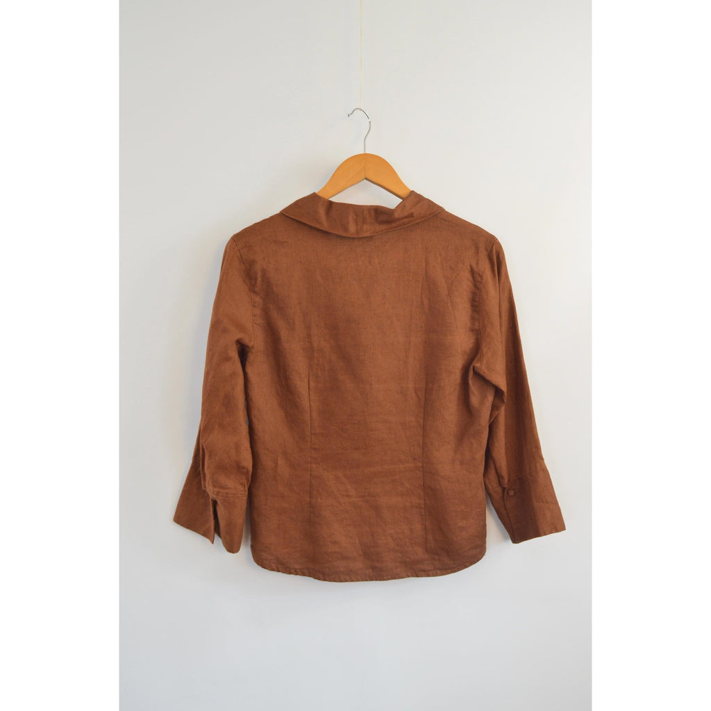 pure linen copper bronze cropped blouse