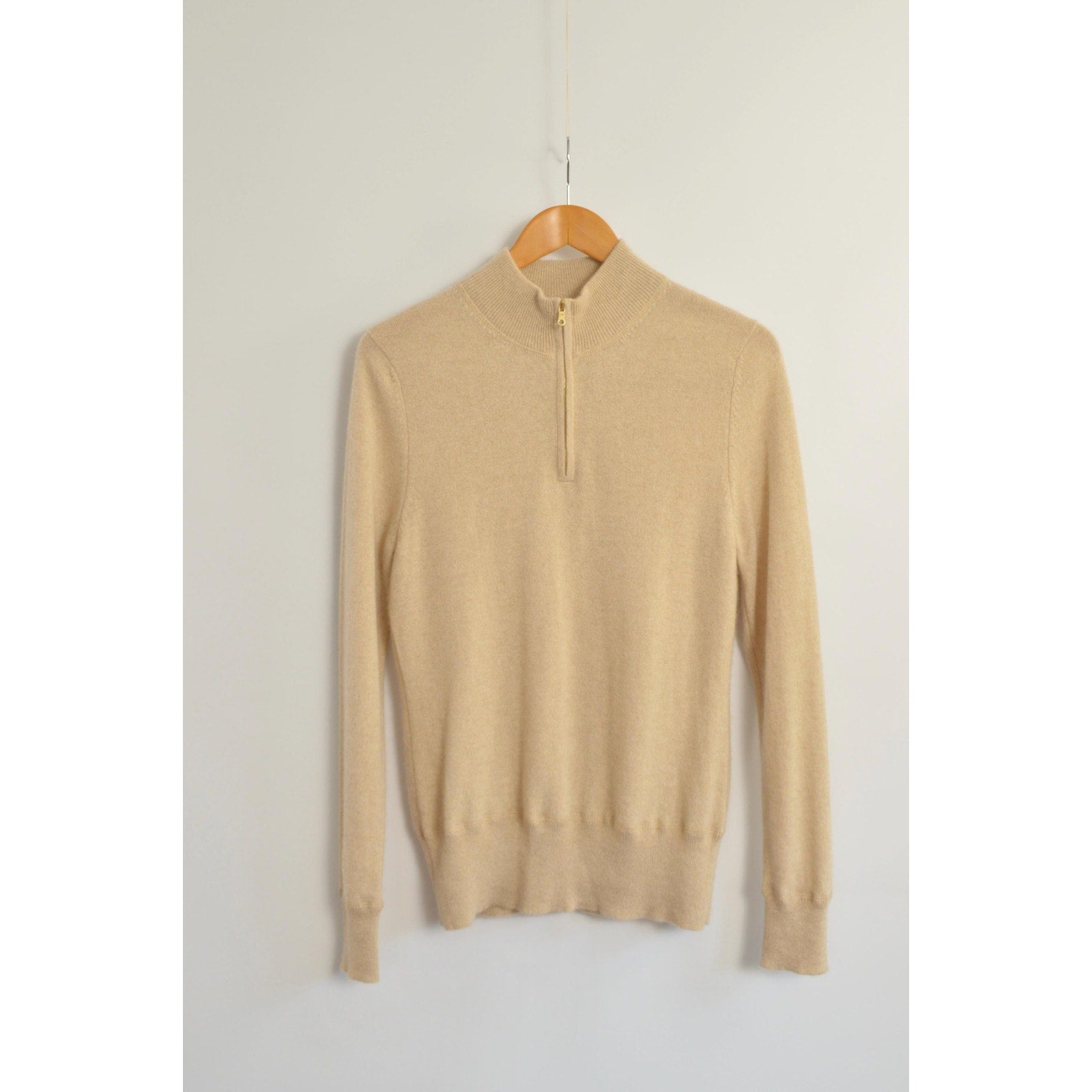 perfect oatmeal cashmere half zip sweater