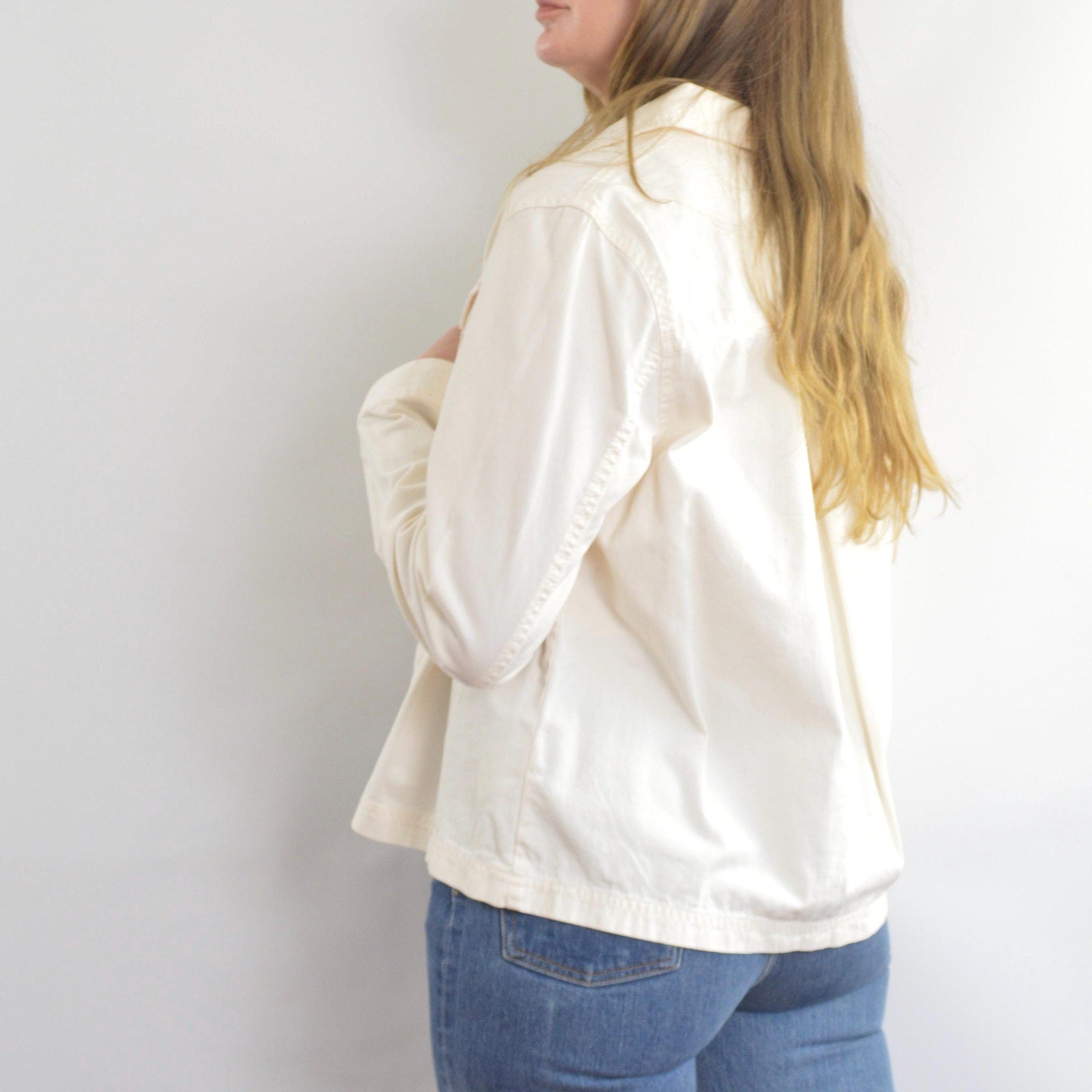 off white cropped cotton jacket