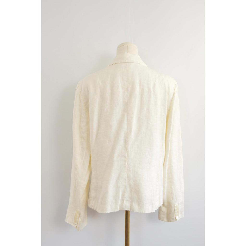 fully lined ivory cropped linen vintage chaps blazer