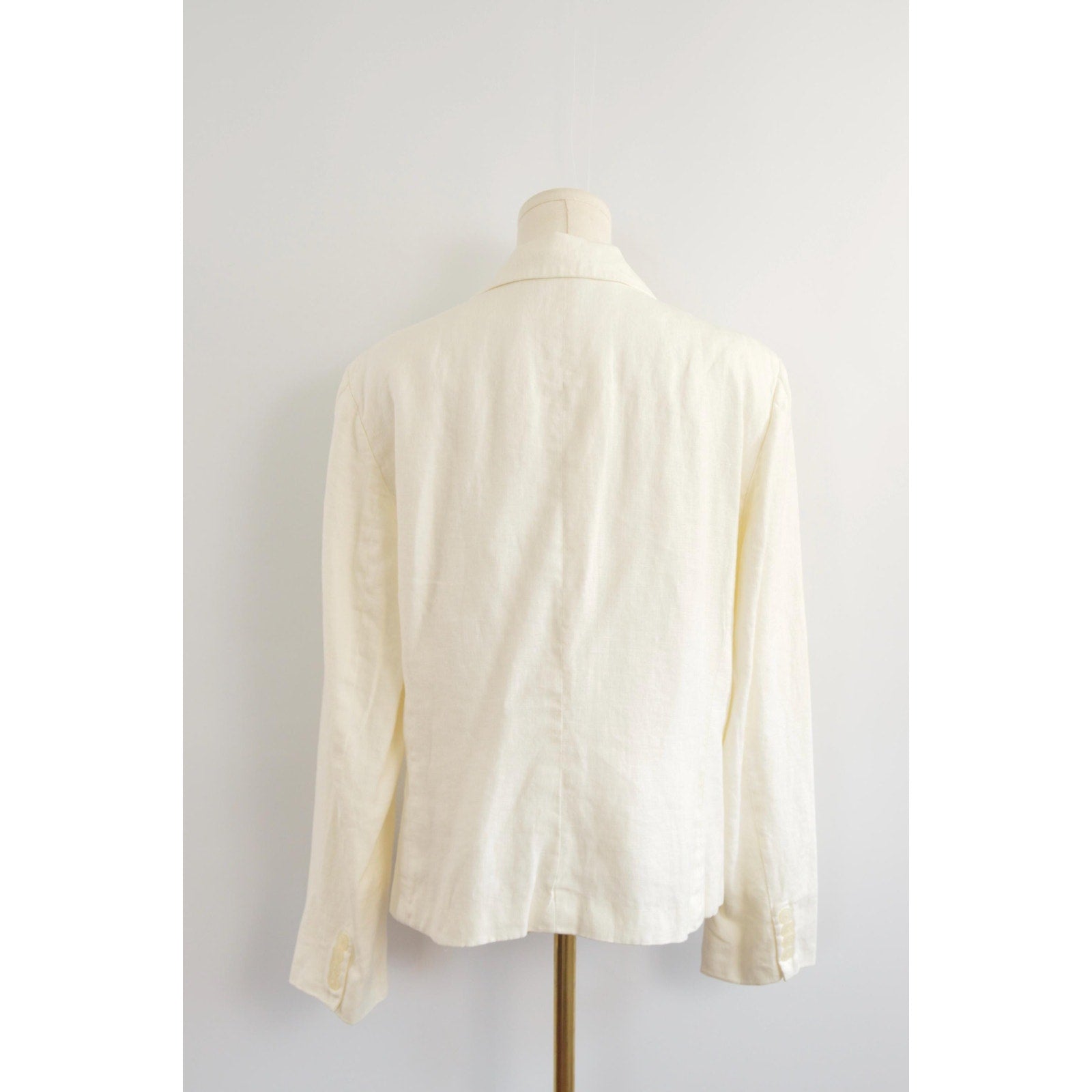 fully lined ivory cropped linen vintage chaps blazer