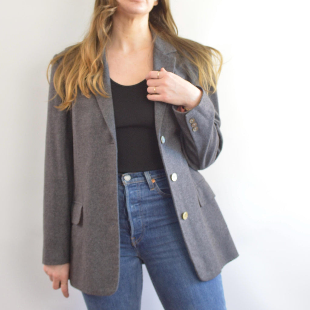 oversized wool blend vintage charcoal gray gap blazer