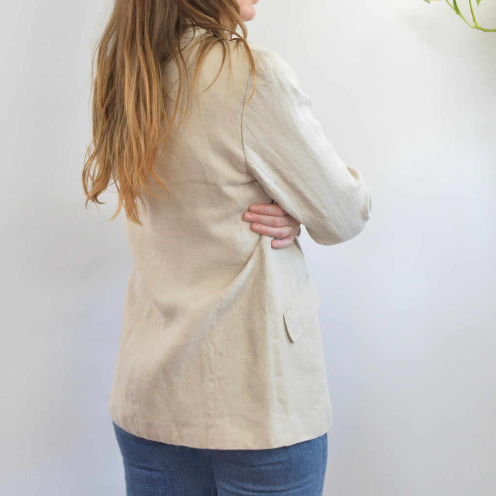 pure linen vintage liz claiborne single button blazer