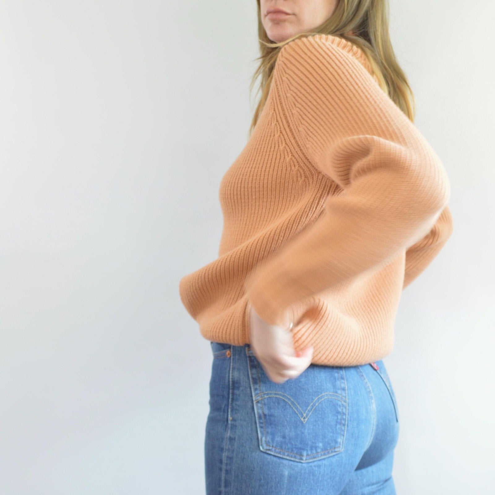 thick cotton peachy vintage orvis turtleneck sweater