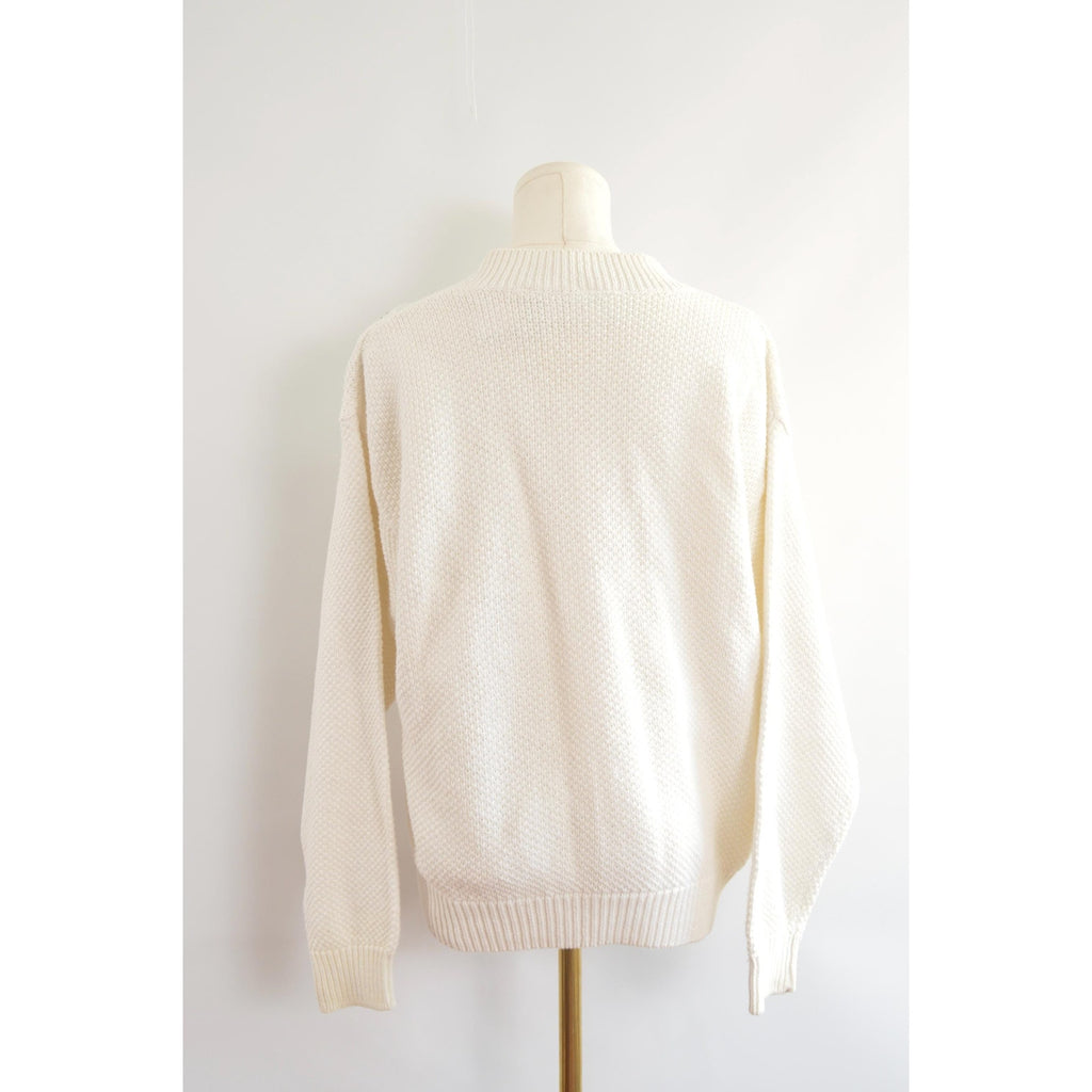 white cropped floral embroidered cotton blend sweater