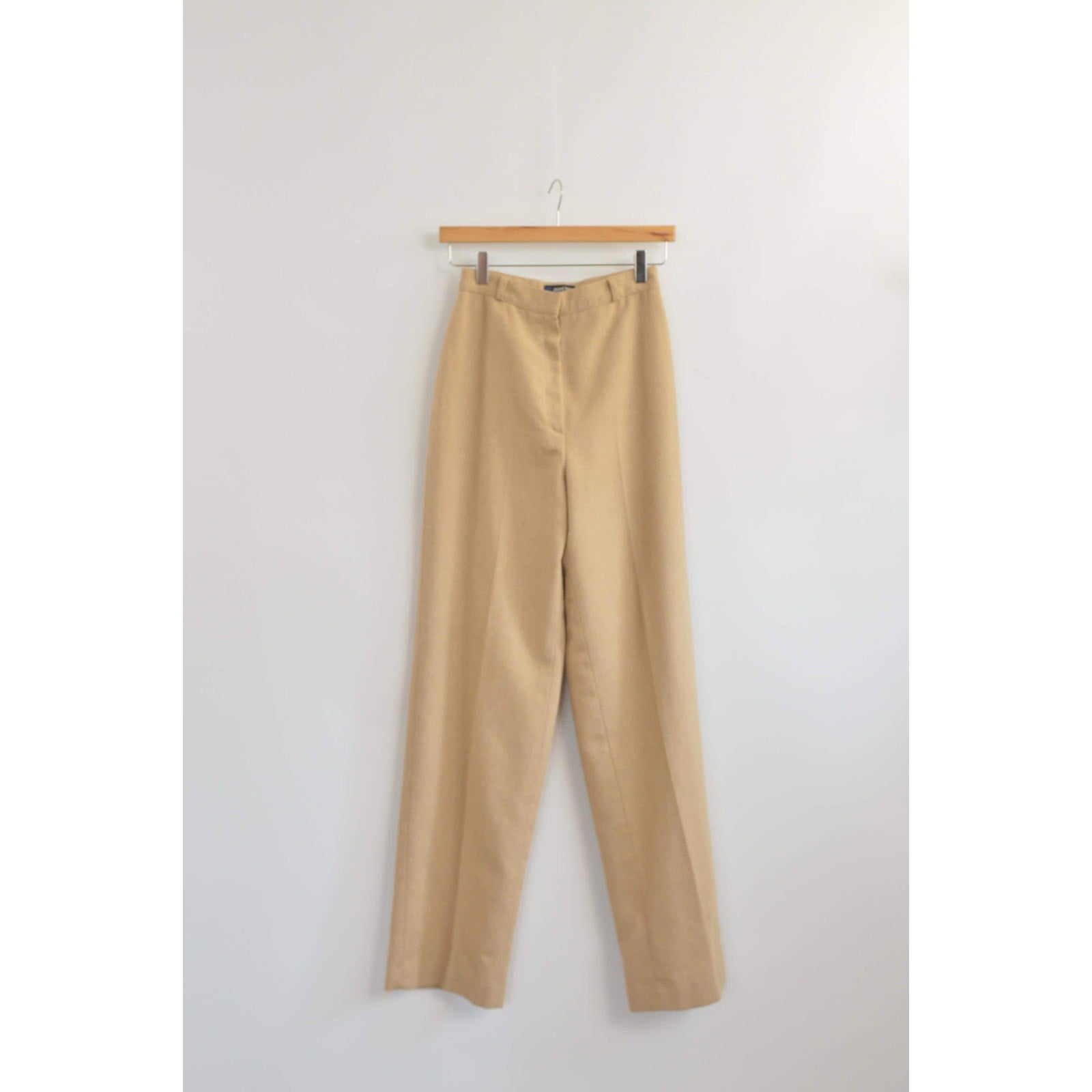 25 x 32 extra long fully lined khaki beige wool blend straight leg pants
