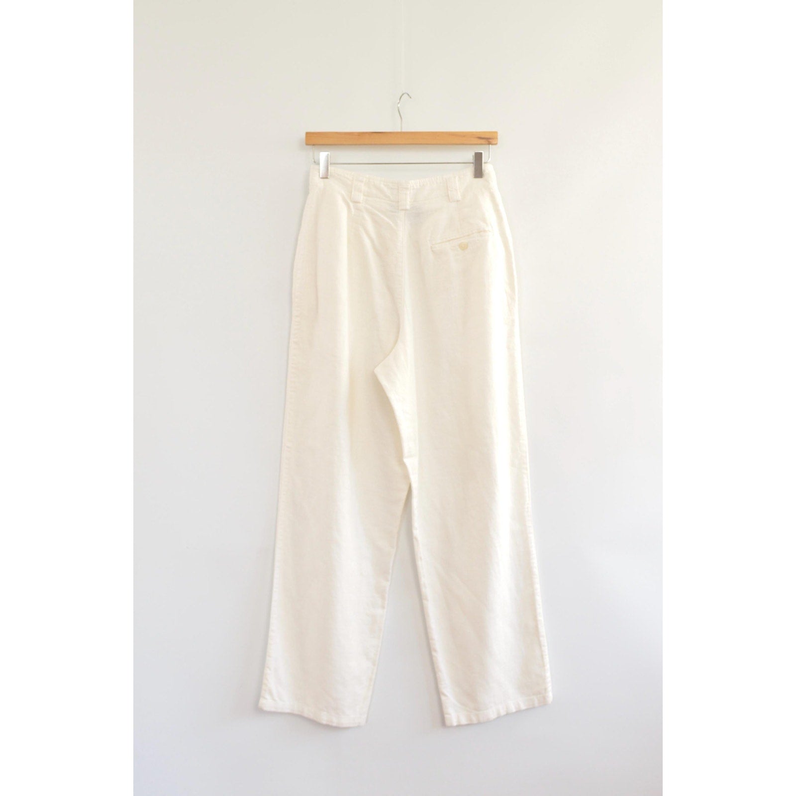 vintage white liz sport linen and cotton straight leg pants