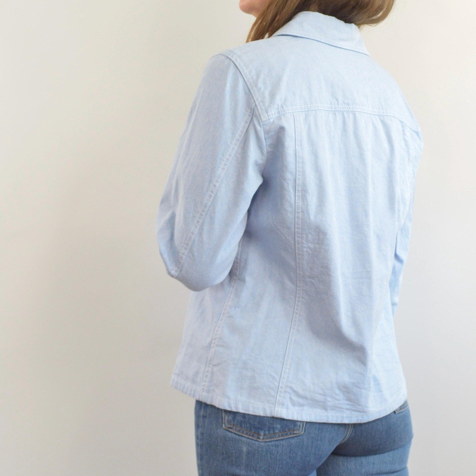 light wash cotton denim vintage western style shirt jac