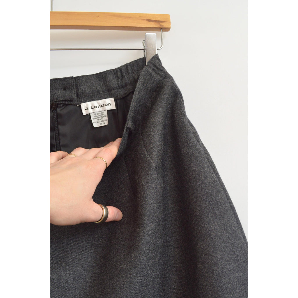 size 12 charcoal gray knee length wool tulip skirt