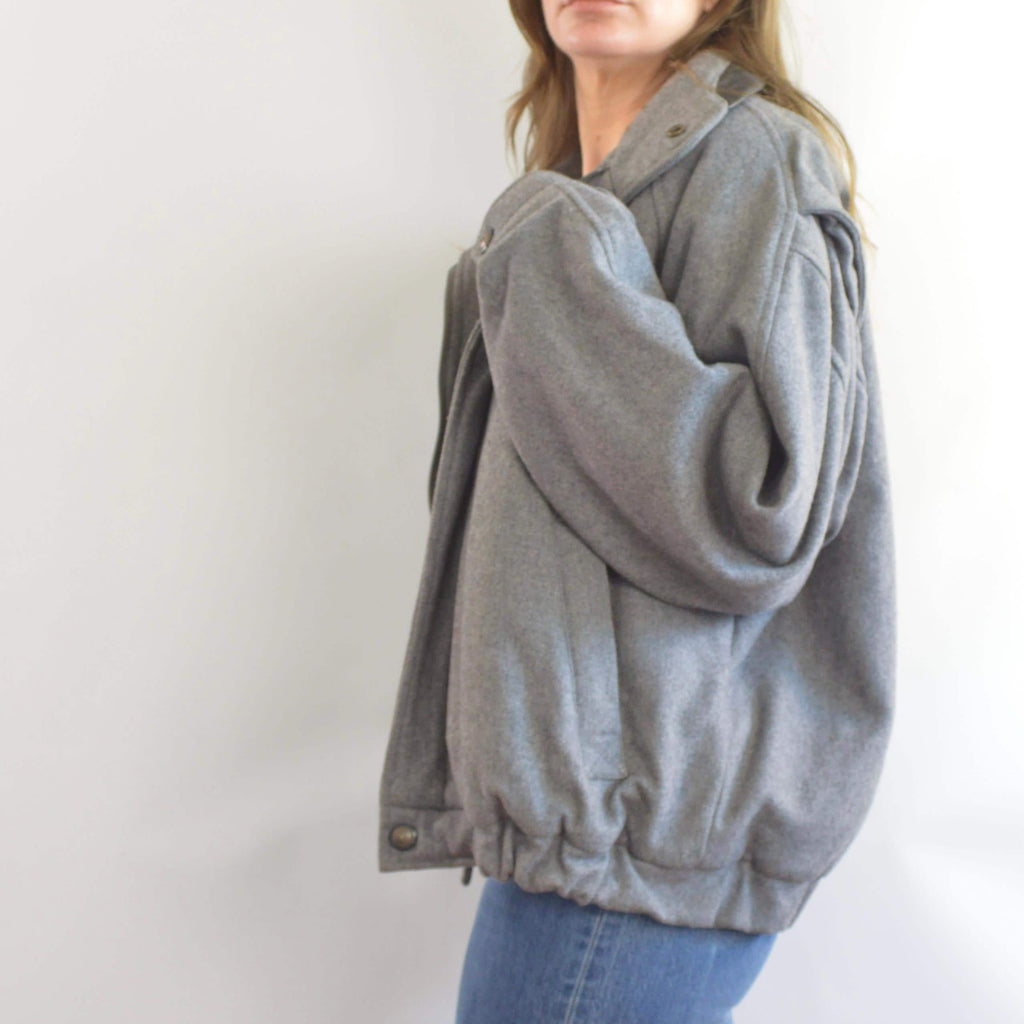 gray wool vintage member’s only bomber jacket