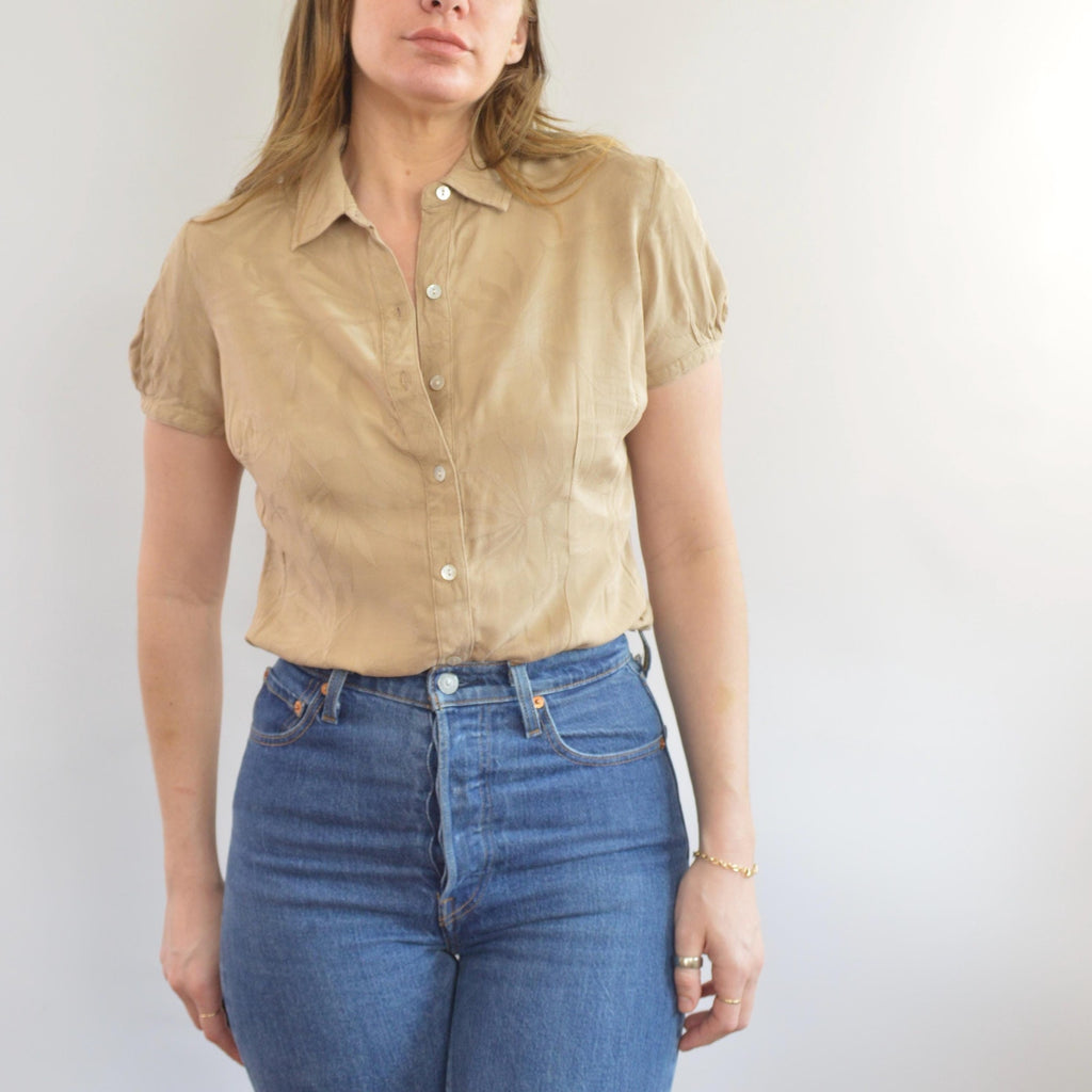 silk tan caribbean joe petite button down