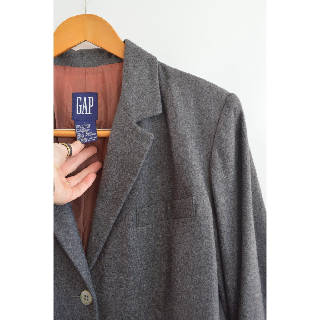 oversized wool blend vintage charcoal gray gap blazer