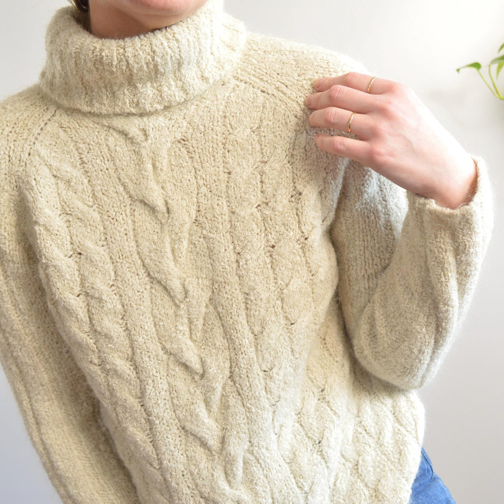 vintage express taupe grey/beige mohair blend turtleneck